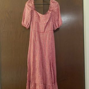 Reformation red gingham midi dress